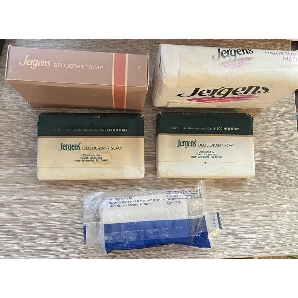 Vintage Jergens Bar Soap Lot 5 piece Hotel Size Mixed x 4 Full‎ Size Mild x 1